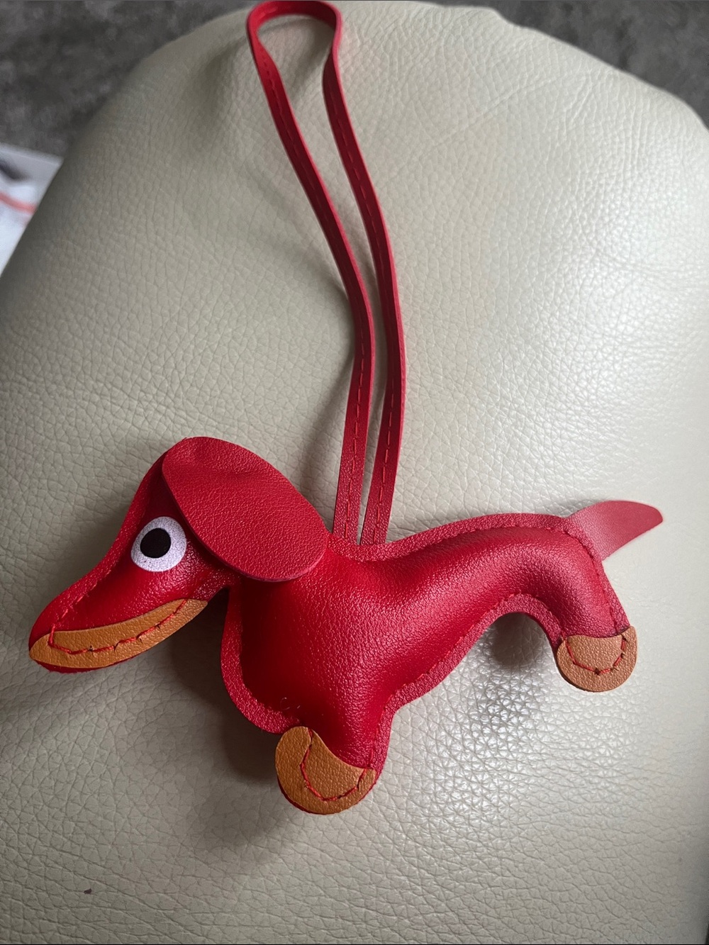 Red Dachshund faux Leather Bag Charm. Red. New without  tags
